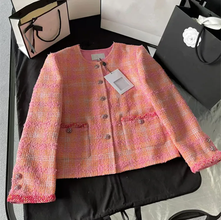 

Customization European women's clothing - new summer styles in 2026 Long-sleeved pink single-button tweed coat