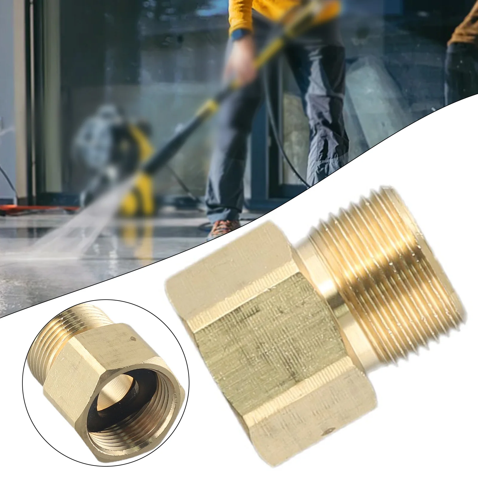 Pressure Washer Adapter Tools Connector Element Fittings M22 15mm Male Thread To Metric Adapter Parts 4500 PSI Accessories Brass