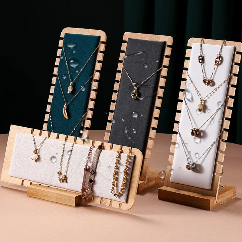 

Fashion Solid Bamboo Jewelry Display Stand Necklace Display Stand Wooden Multiple Necklaces Easel Showcase Display Holder Board