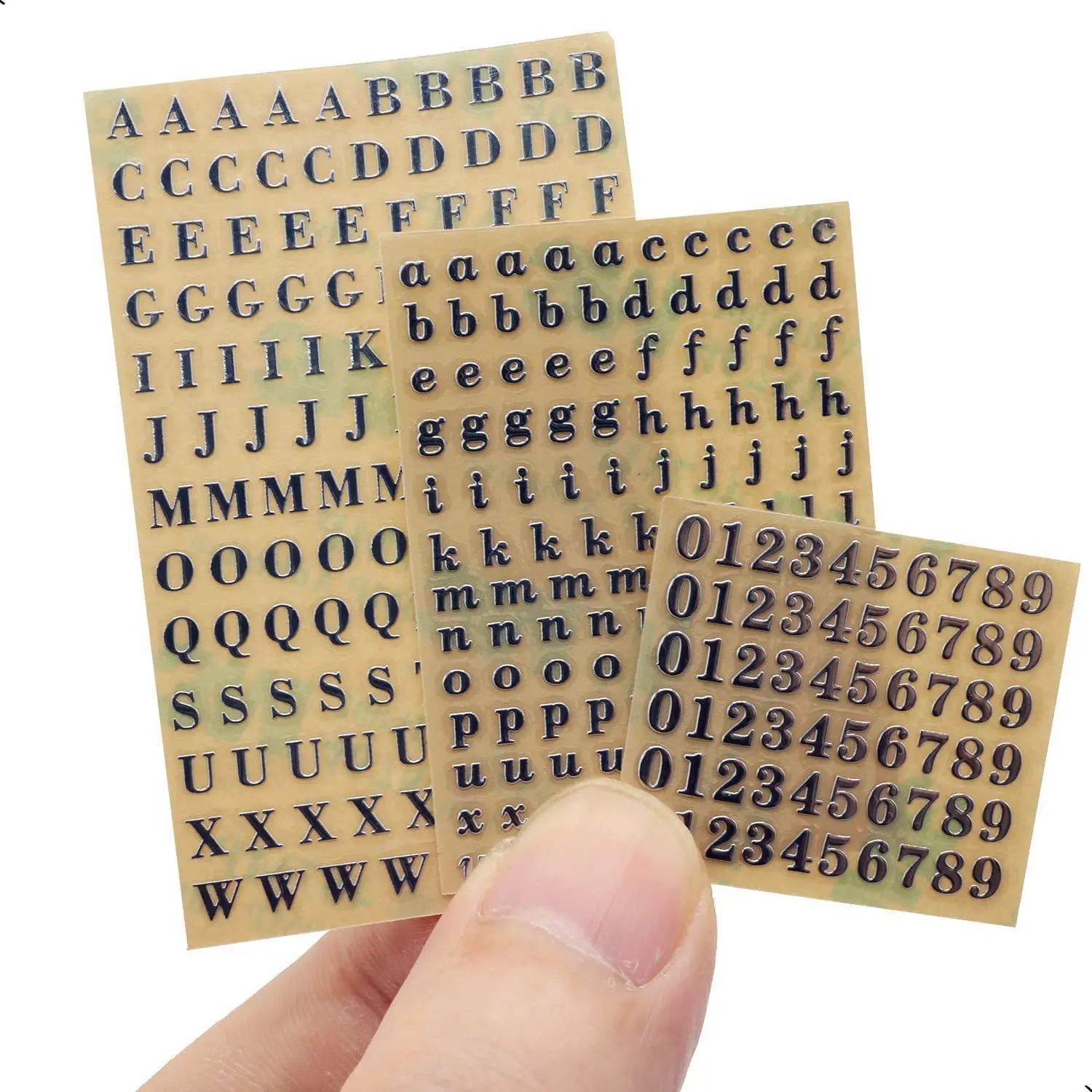 6 blätter Kleine 0,12 Zoll Alphabet Anzahl Aufkleber Glitter Legierung Selbst Klebe Letters Aufkleber Gold/Silber (3mm)