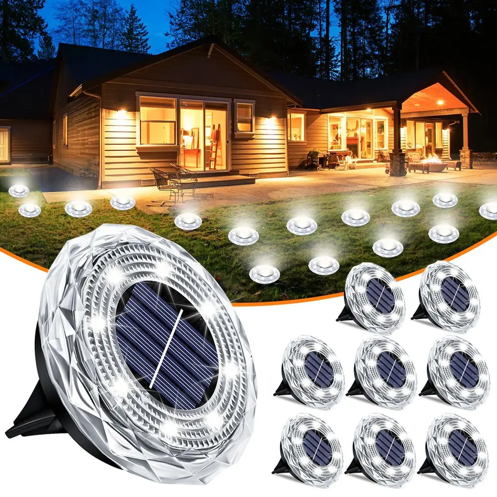 A02M-Waterproof Outdoor Solar Ground Lights 8 Pack Led Solar Garden Lights For Yard For Patio Pathway