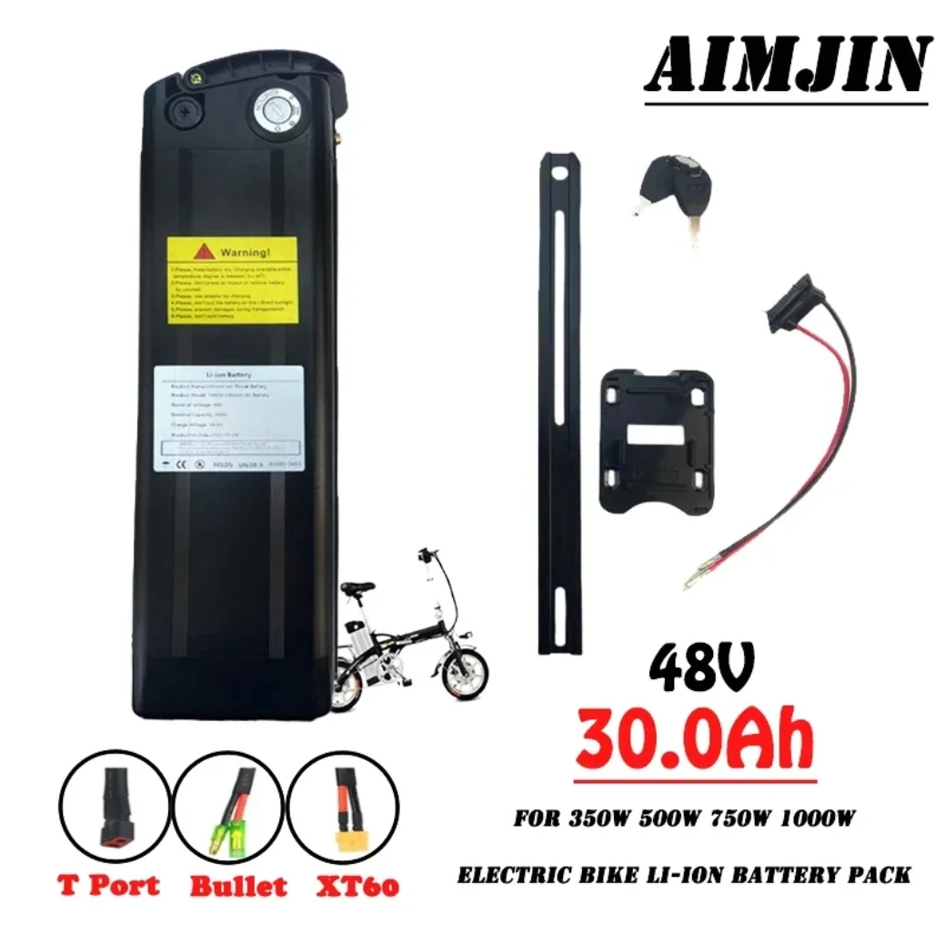 48V 30AH Lithium ion  Battery 18650 Pack for Silver Fish Style Bike Battery with Aluminum Case Anti-theft Lock
