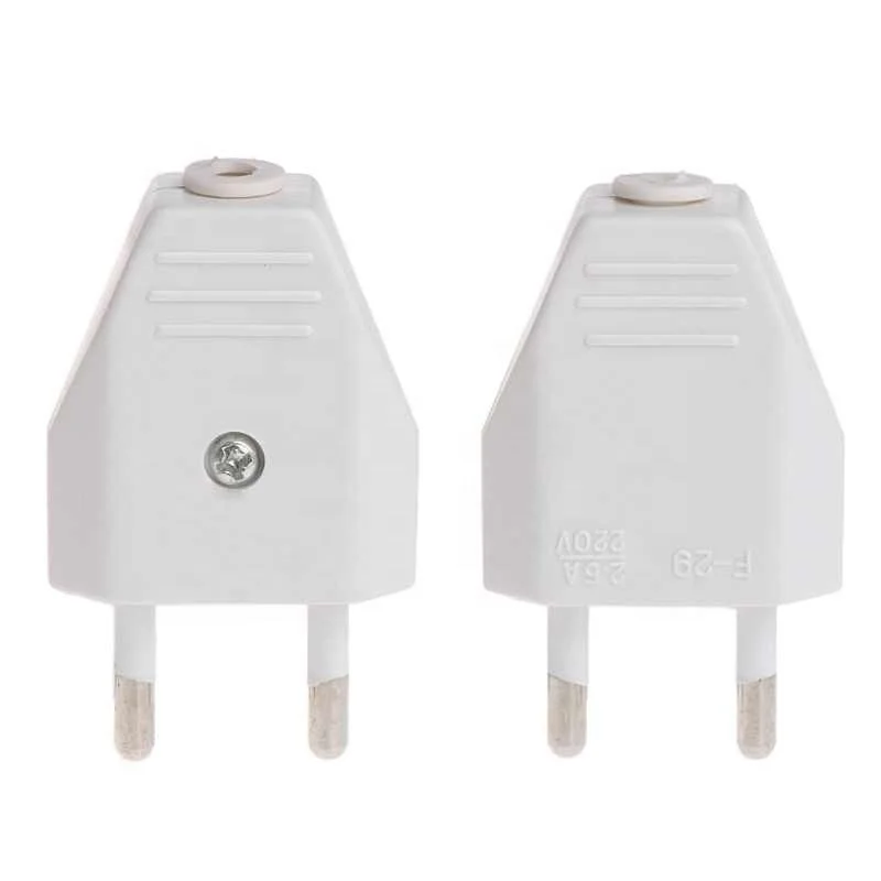 2 Peças 5 Peças 10 Peças Rewirable Plug Europeu 250V 2.5A CE 2 Pinos Sem Fio Plug Masculino Para DIY Cabo De Alimentação