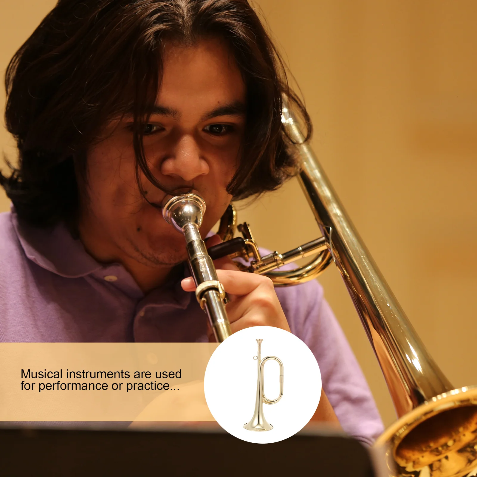 

1Pcs Military Trumpet Kid Learning Musical Instrument Golden Brass Beginner Students Stage Students Trumpet