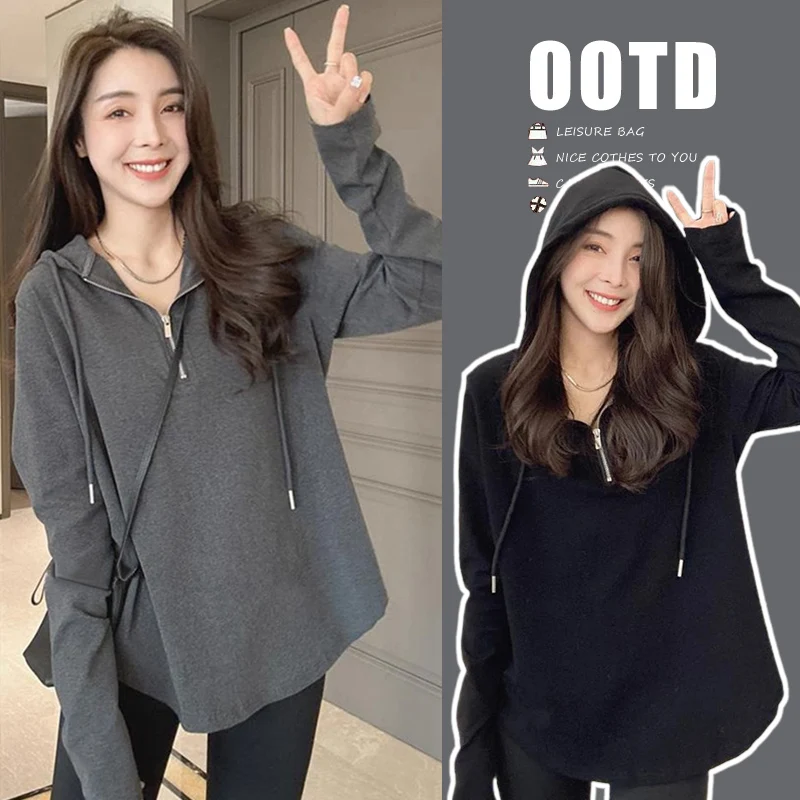 5191# 2023 Autumn Fashion Maternity Hoodies Thin Loose Shirts Clothes for Pregnant Women Casual Pregnancy Tops