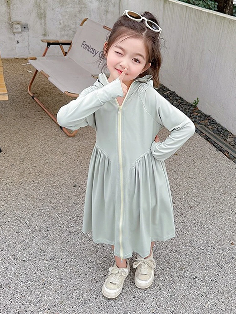 

Summer Vacation Dress Young Clothing Long Beach Dress for Girl Sun Protection Ice Silk Ultra-Thin Quick-Drying Breathable Girls