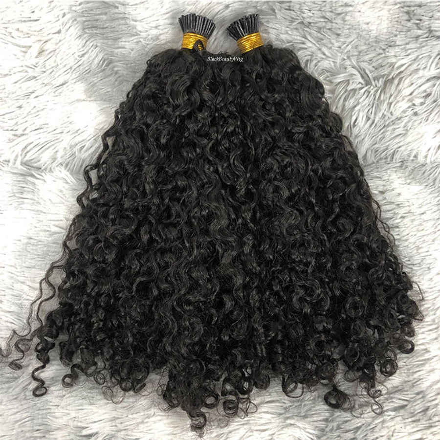 Sassy Curly I Tip Hair Extension Brazilian Human Hair Micro Link Pre Bonded Stick I Tip Human Hair Small Curly 100g 100strands