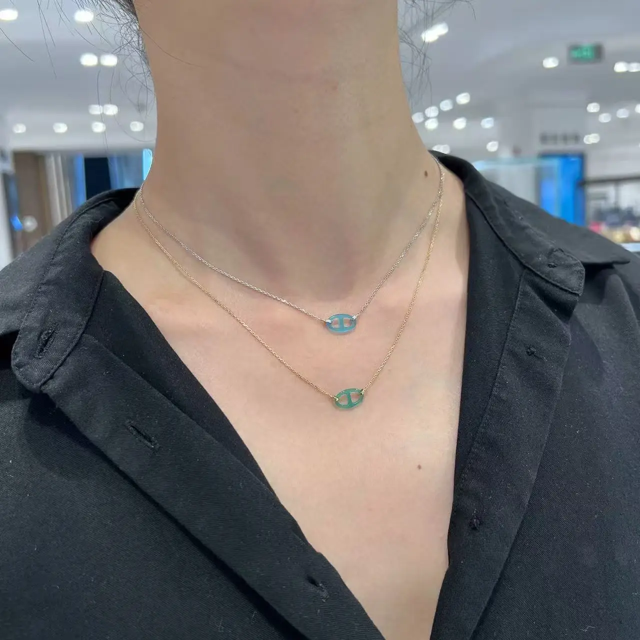 S925 sterling silver simple pig nose necklace, fashionable and high-end clavicle chain, light luxury niche design accessory