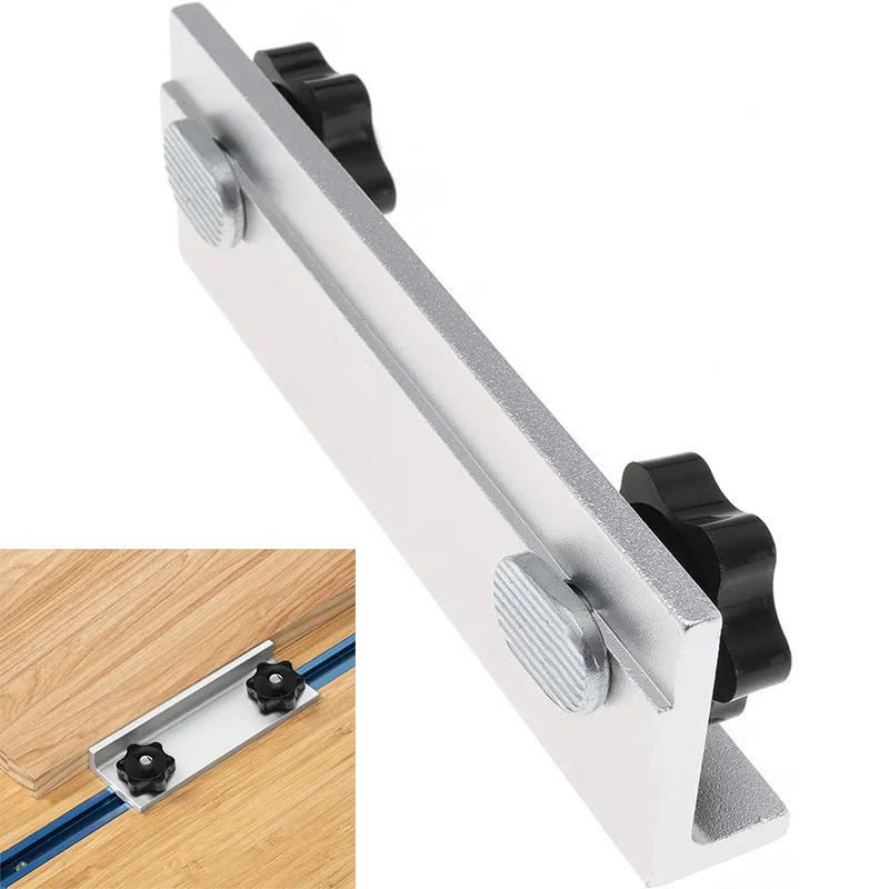 Long stop kit, baffle, flat stop plate, aluminum alloy for type 19 T-shaped rail woodworking workbench