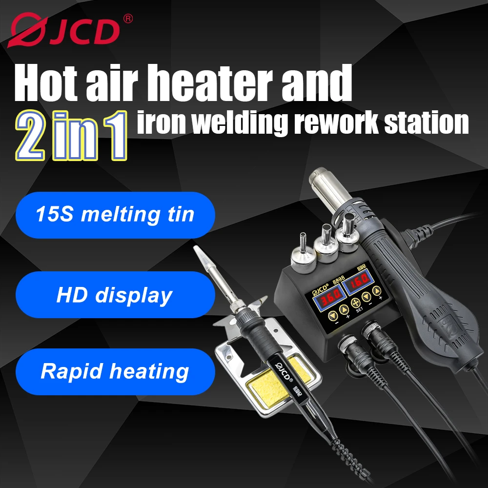 JCD 8898 Soldering station 2-in-1 750W Hot air soldering iron LCD digital display Soldering station mobile phone repair BGA tool