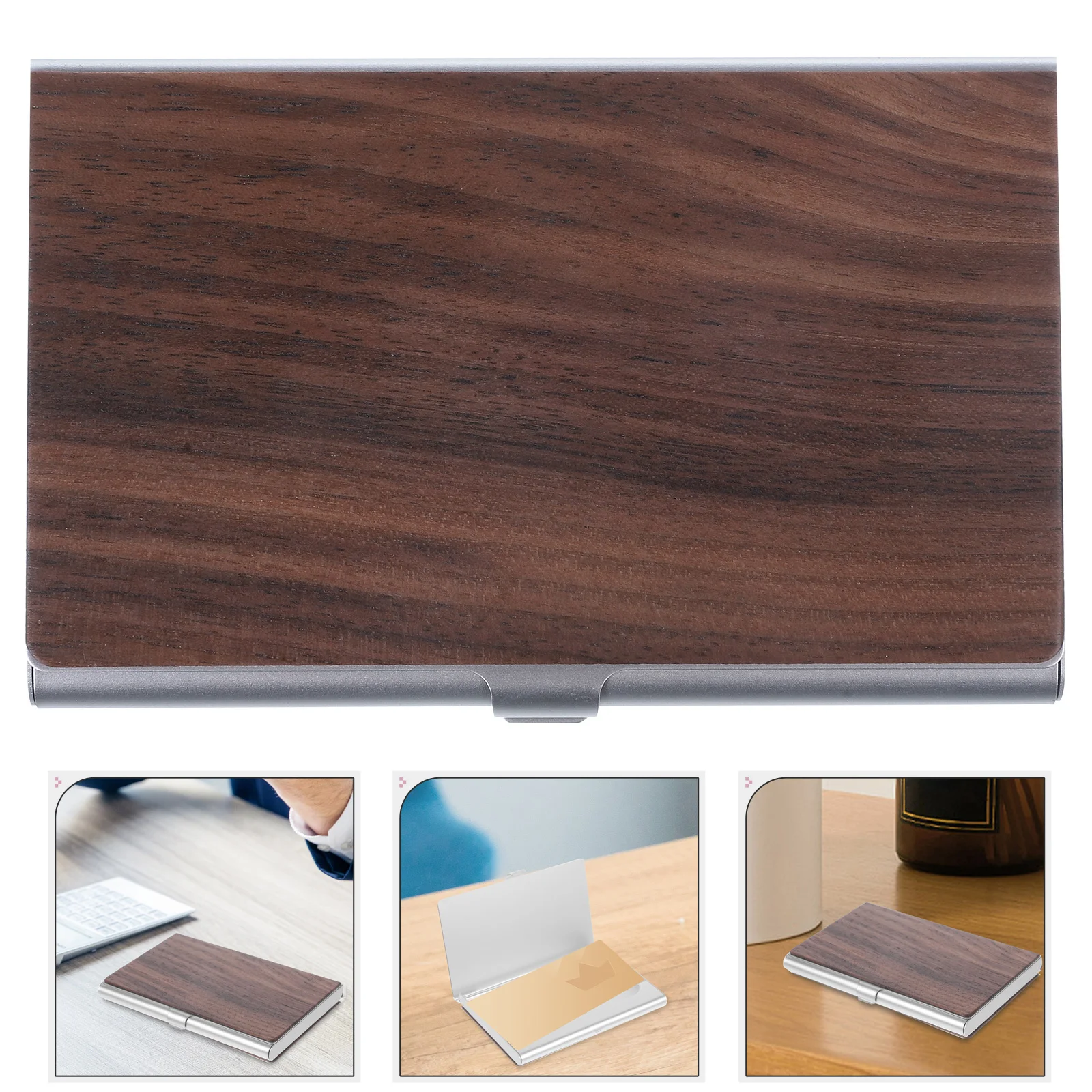 

Business Card Box Compact Desktop Organizer for Office Storage Holder Portable Name Cards Case Multi-Function Convenient Card