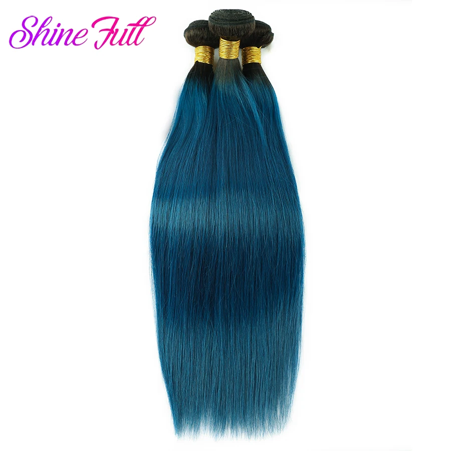 1/tessuto blu dei capelli umani 1/3/4 fasci di estensione dei capelli umani lisci 1/fasci di capelli lisci Remy brasiliani blu