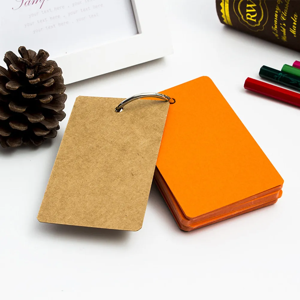 6Pcs Blank DIY Alphabet Cards 9x5.5cm Portable Refillable Binder Ring Notepads School Office Literacy Message Memo Pads