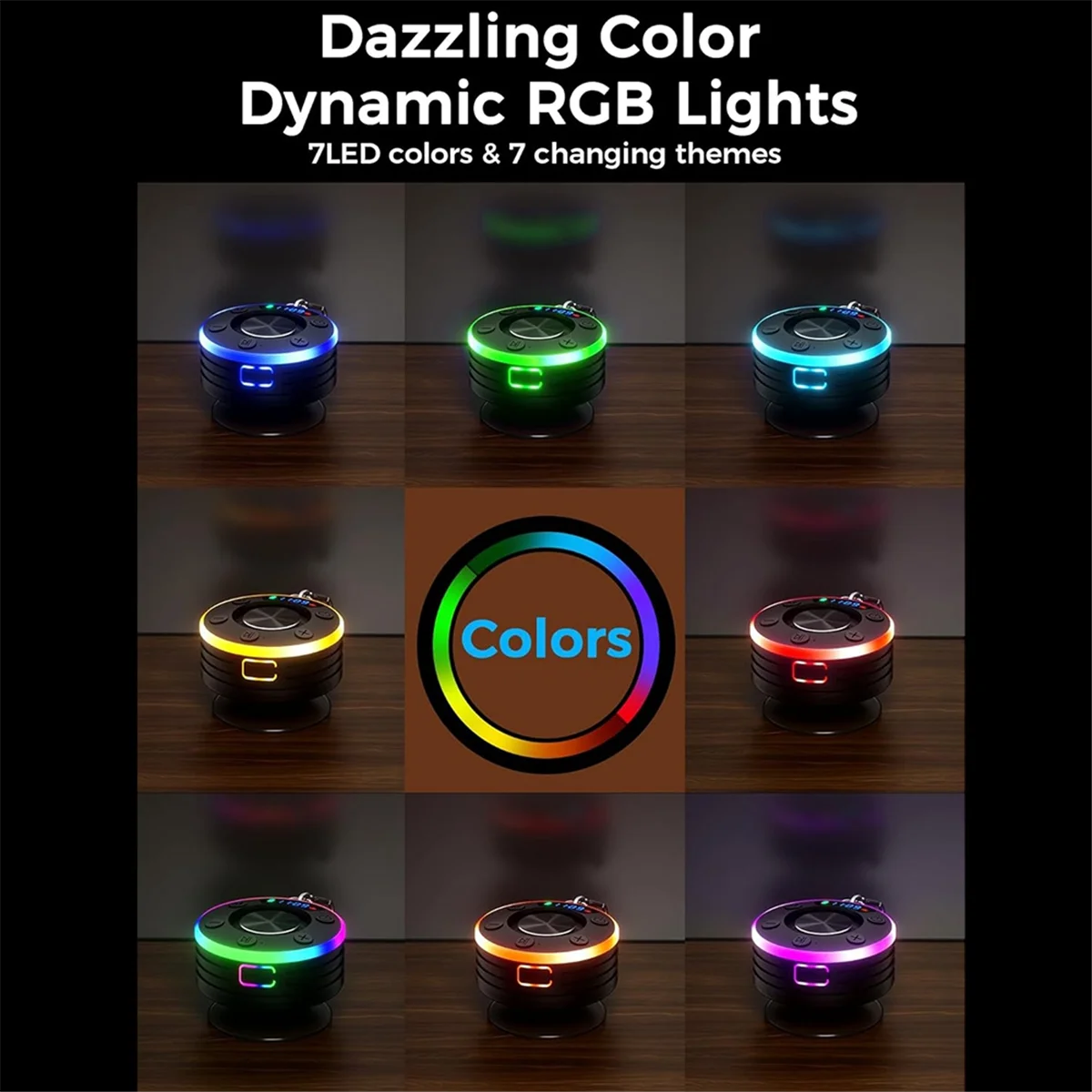 SEMOIC Bluetooth Shower Speaker Waterproof, Mini Bluetooth Shower Speaker Suction Cup, Shower Radio Wireless with RGB Lights