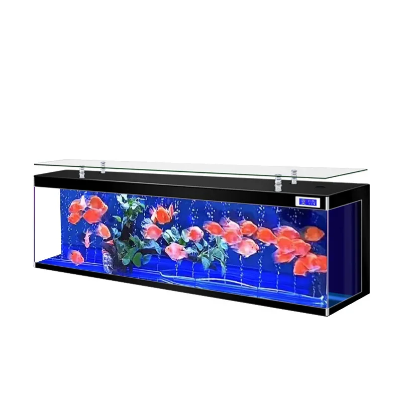 TV Cabinet Fish Tank Integrated Living Room Home Ecological Aquarium Change Water Super White Glass