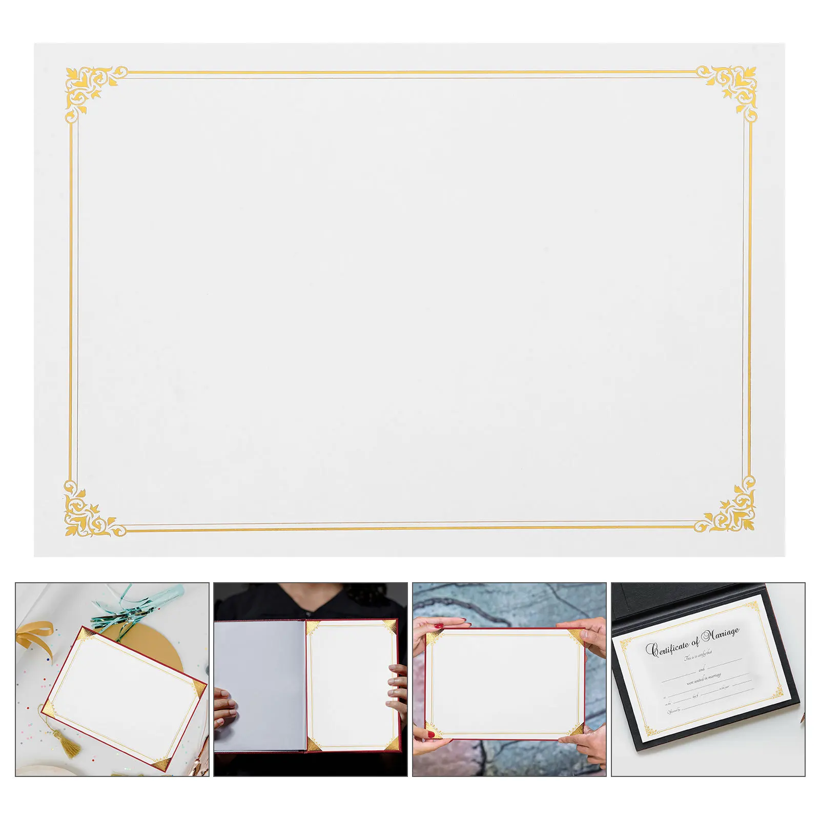 

10pcs Gold Foil Certificate Paper A4 Blank Diploma Certificates Printable Award Graduation Recognition Writable Inner Paper For