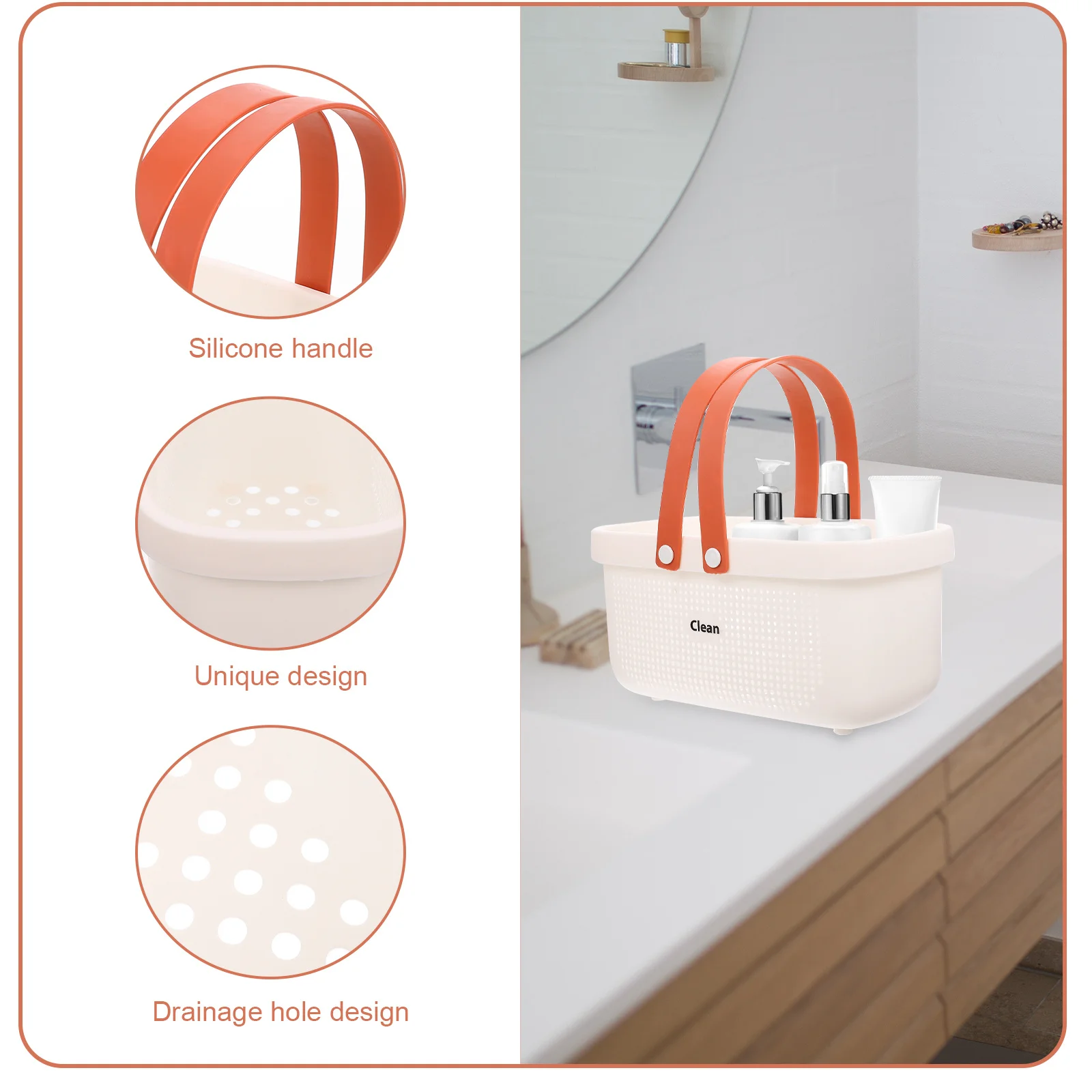 

Portable Washroom Organizer With Double Handles Large Capacity Silicone Storage Basket For Bathroom Cosmetics Toiletries
