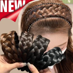 New Twist Wig Headbands For Women Wide Fishbone Braids Hairbands Handmade Head Hoop Hair Styling Headwear Accessories Gift