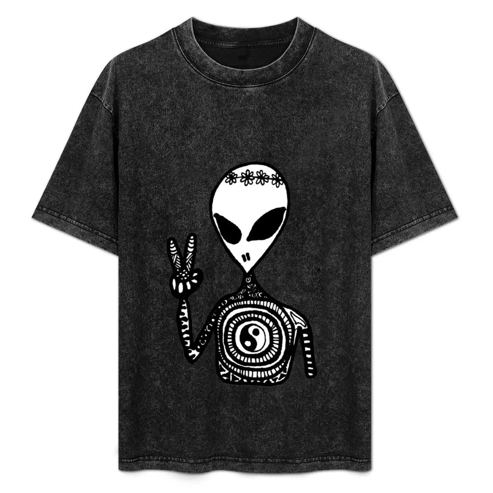 

Hippie Alien Zentangle T-Shirt valentines boutique clothes summer top baggy shirts plus size clothes shirts men graphic