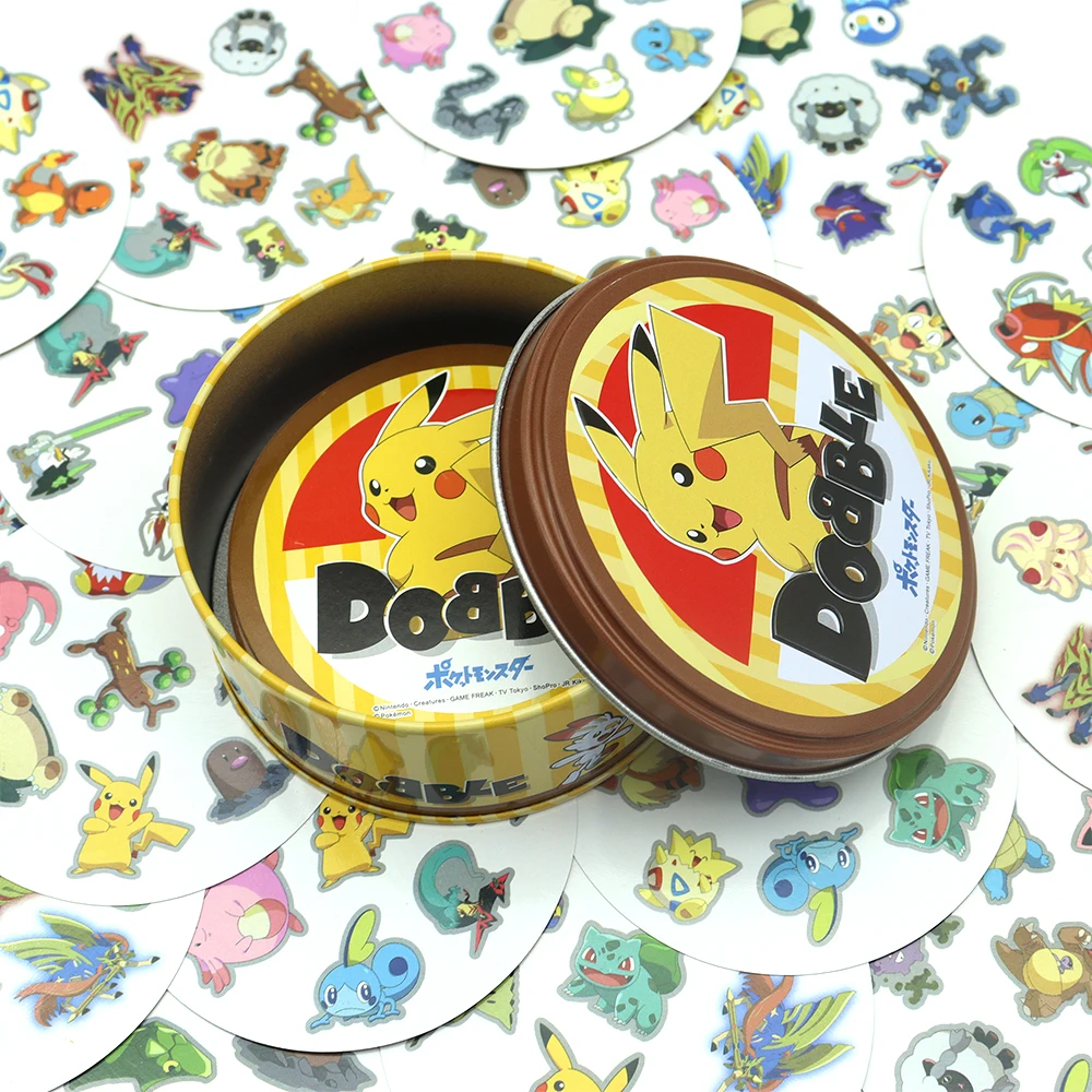 Spot It Anime Pokemon Pikachu Classical Dobble Jueg Cards Game with Metal Box Disney Friends Party Board Game Kid Holiday Toys