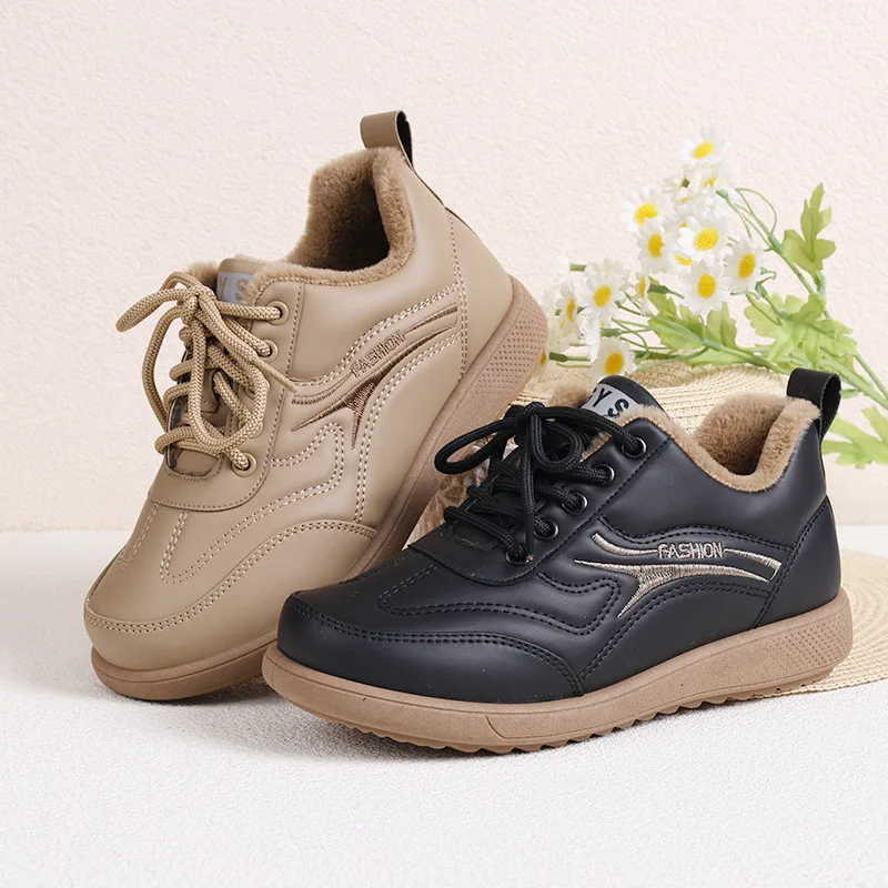 

Зимняя женская хлопковая обувь, флисовая теплая и удобная повседневная хлопковая обувь, износостойкая противоскользящая женская обувь 2025 г.