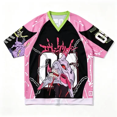 New Century Evangelion Unit-05 Printed Sports Breathable Mesh Mech Pattern Loose Street Style Loose Casual Top