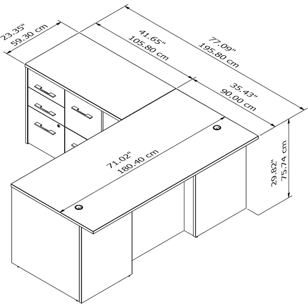 Business Furniture Office L Shaped Executive Desk with Drawers, Large Computer Table for Home Office  or Professional Workspace