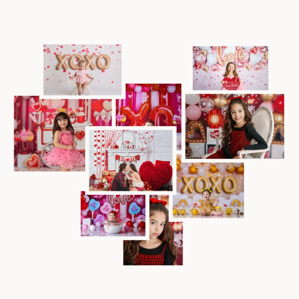 Valentine's Day Photography Background XOXO Red Heart Tent Lights Sweet Talk Decor Photocall Props Girl Portrait Photo Backdrop