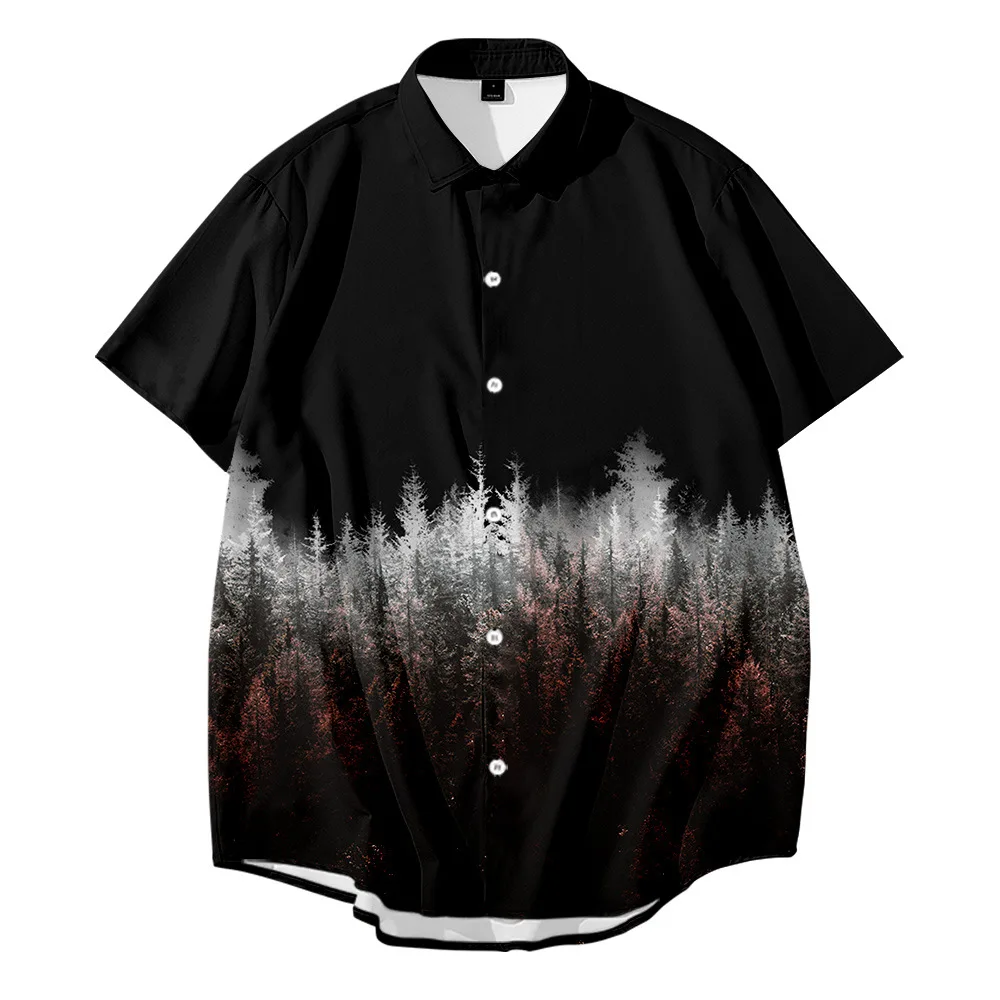 Black Forest Personalized Print Top Fashion Short Sleeve Shirt Hawaiian Casual Beach Men's Large Shirt