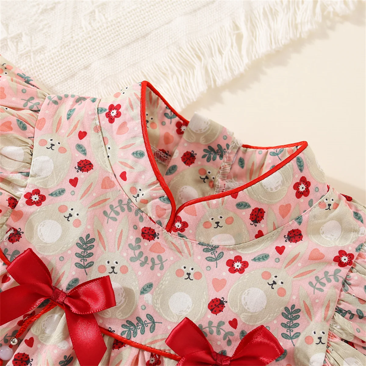 New Girl\'s Dress Chinese Style Qipao Style Tassel Style Bow Flower Sweet Princess Dress One Year Old Dress (0-3 Year Old Girl)