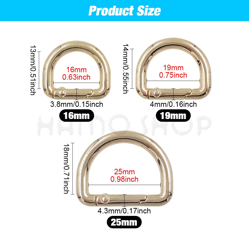 6Pcs 16-25mm Metal Buckles Spring D Ring Carabiner Snap Buckle Keyring Clasps Connect Hook For Backpack Bag Strap Handbag Purse
