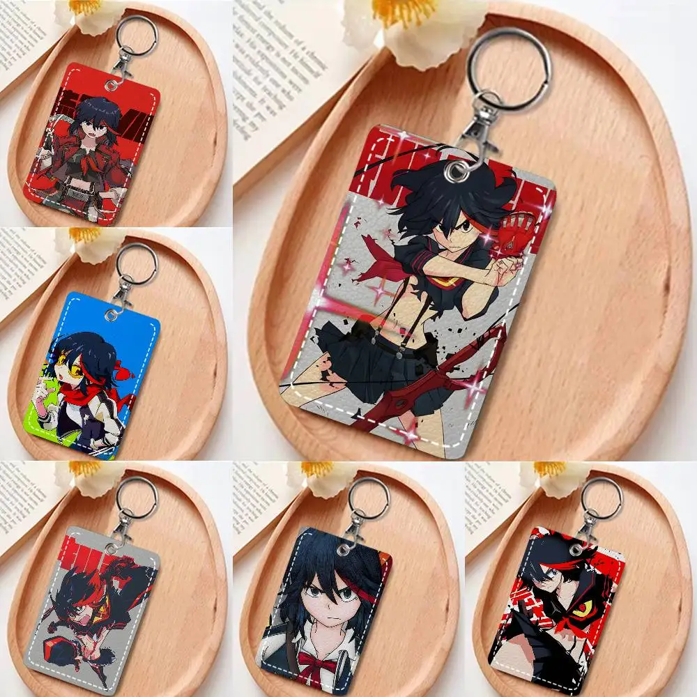 

1pc Anime Cool K-Kill La Kill Card Case Keychain Access Card Bag Key Tag Ring Leather Card Holder Key Ring Access