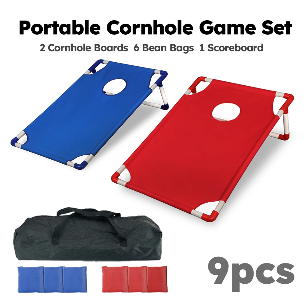 9pcs Scoring Portable Cornhole Game Set, 2 Collapsible Oxford Cloth Cornhole Boards, 6 Bean Bags Scoreboard & Carrying Bag, For Holiday Festival Gathering Party Game Set, Camping Lawn Yard Indoor/Outdoor Toss Game, Great Gift