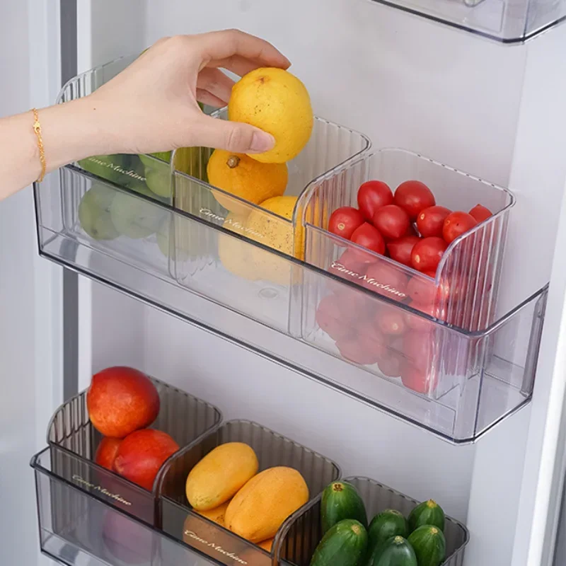 Quality Plastic Fridge Side Door Refrigerator Drawer Large Opening Deepen Fridge Organizer Rack Plastic Food Storage Box Kitchen