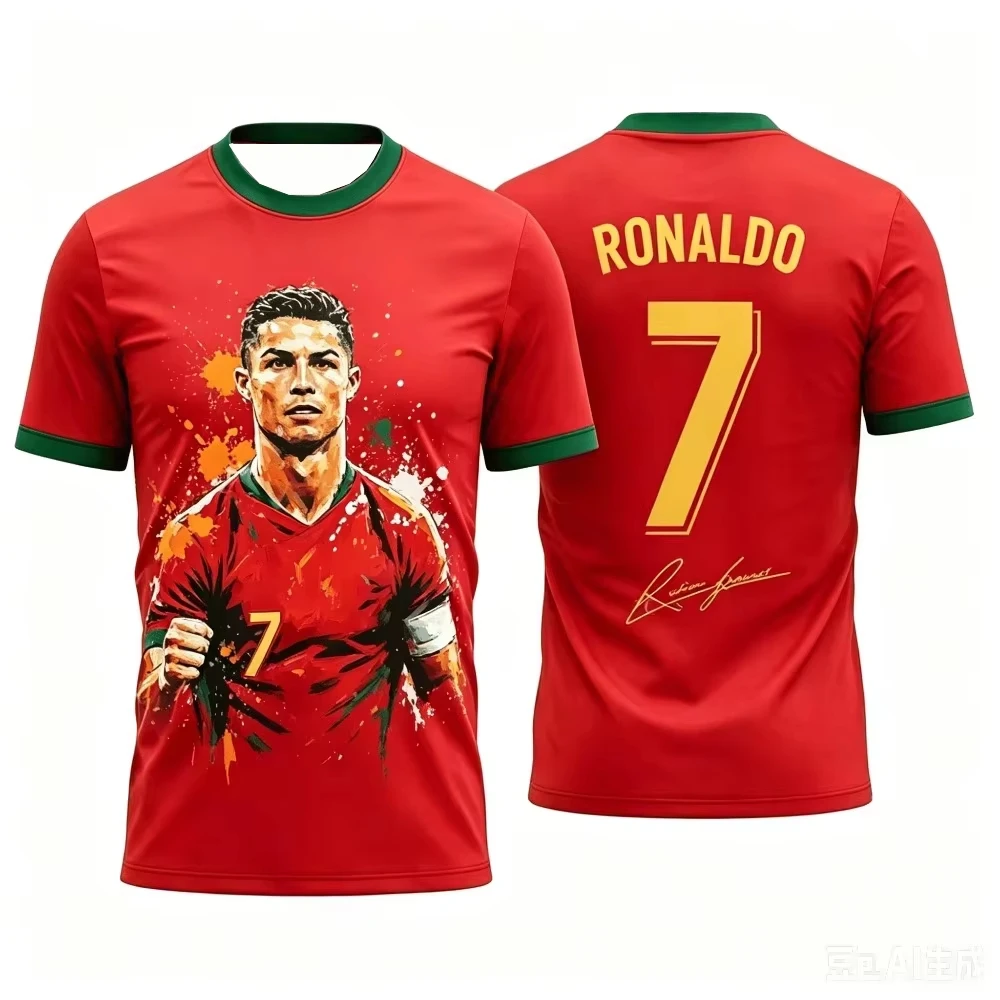2026 New Cristiano Ronaldo Summer Fashionable Breathable Football Jersey Children's T-shirt, Suitable for Daily Outdoor Wear