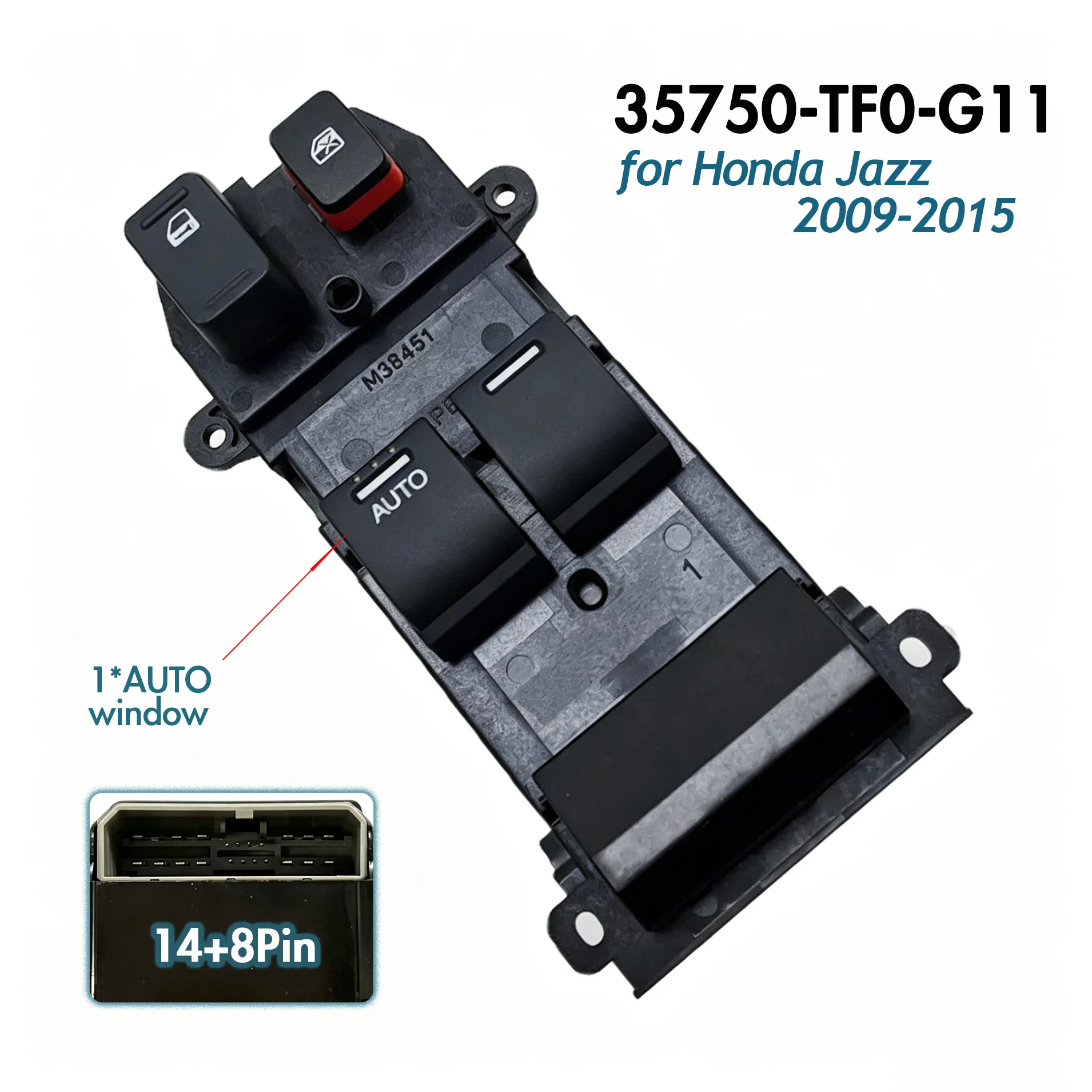 35750-TF0-G11 For Honda Jazz 2009-2015,Front Left Driver Side Electric Master Power Window Control Switch Lifter Control Button
