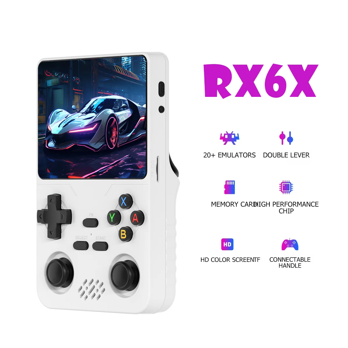 

RX6S Handheld Game Console 3.5Inch IPS Screen Built in 15000 Games Supports online doubles For PS1/PSP/DC/N64