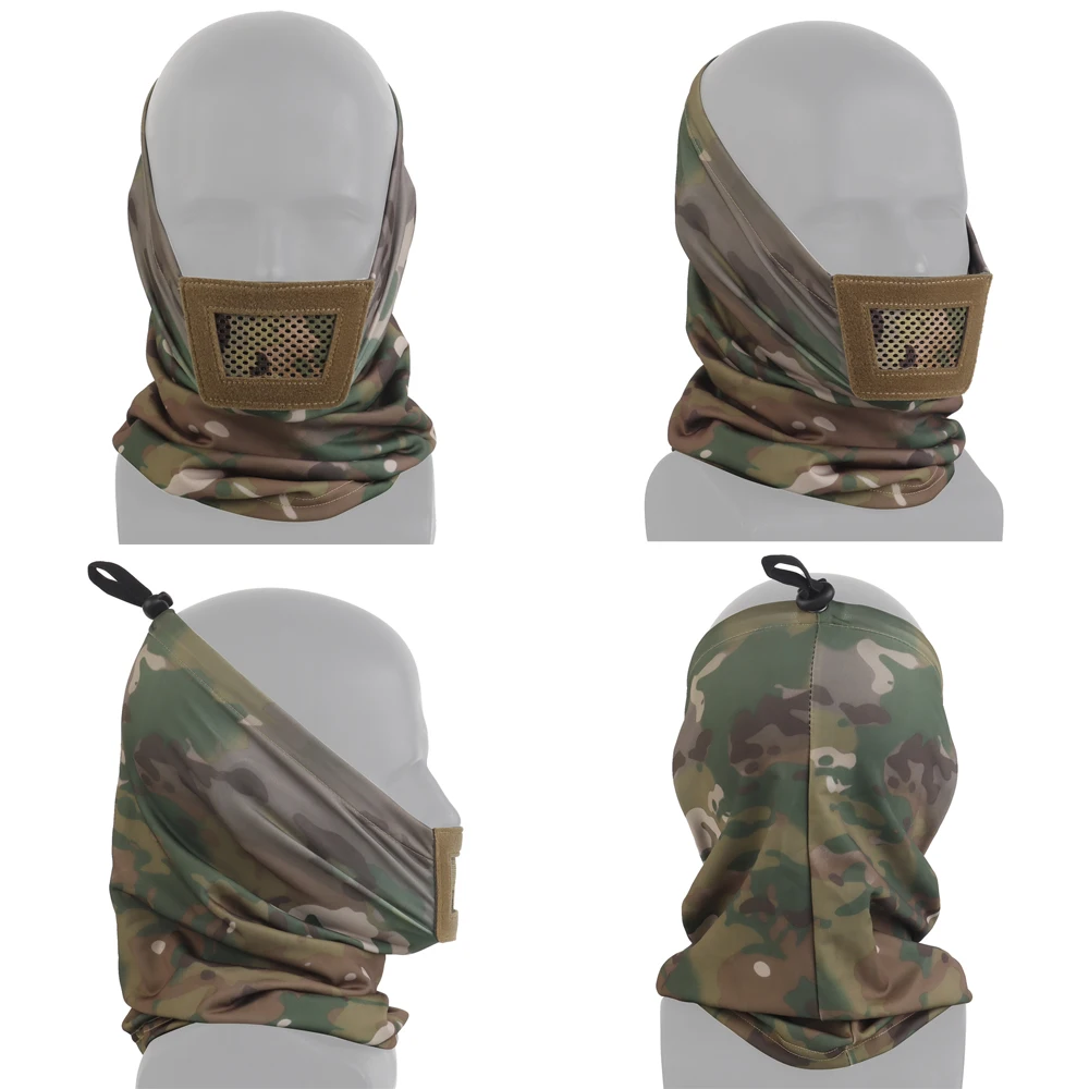 Masker Balaclava Taktis Jaring Baja Topeng Pelindung Kepala Setengah Wajah Airsoft dengan Bantalan Lembut Topi Pelapis Helm Gaya Ninja untuk Berburu