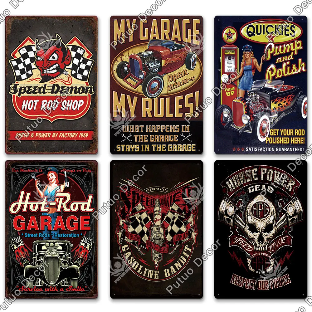 ديكور Putuo-لوحة جراج صفيح ، لوحة معدنية ، فن جداري ، رسم لكهف الرجل ، بار منزلي ، سيارة قديمة ، ملصق متجر ، هدية عتيقة #3
