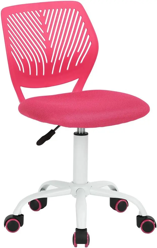 

Pink Girls Task Chair with 360 Swivel, Adjustable Height, Rolling Castors - Perfect for Teens Study Desk