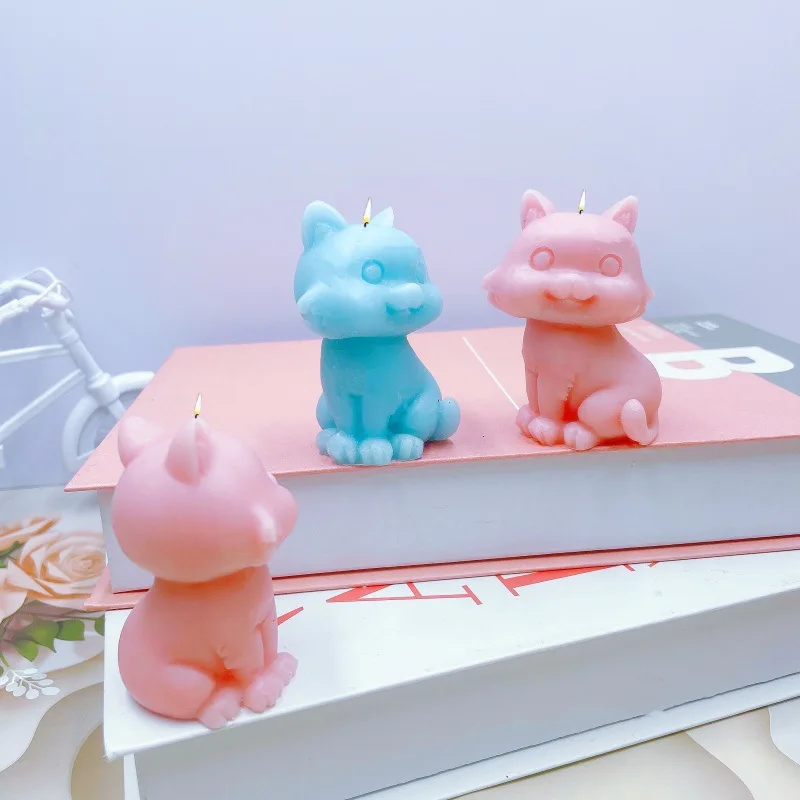 Cat Silicone Mold Cute Pet Mousse Cake Liquid Mold DIY Kitten Aromatherapy Candle Plaster Fragrant Stone Mold