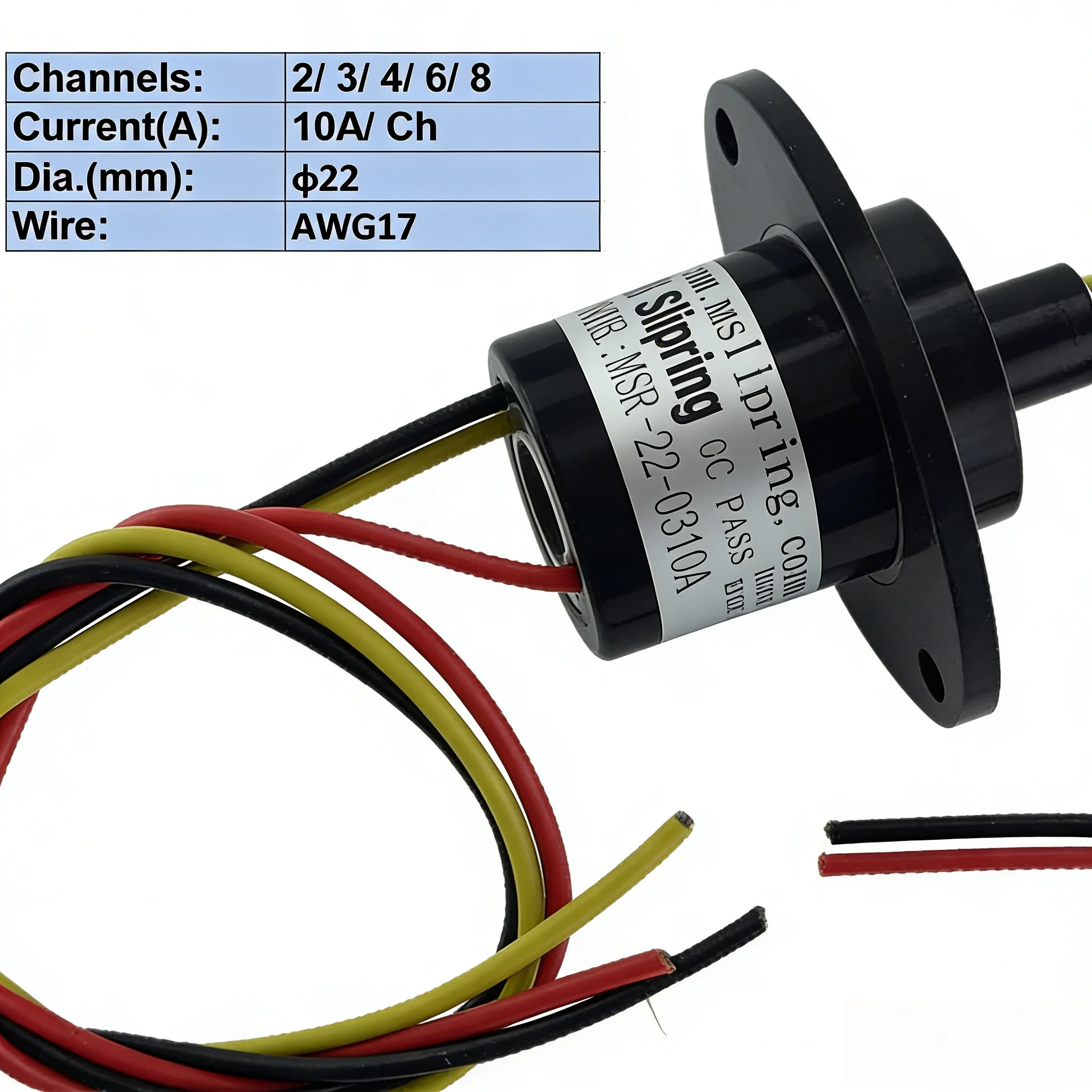 22mm 10A Rotary Dining Table Slip Ring, 2/3/4/6/8 Channels Electrical Collector Ring for Rotating Table