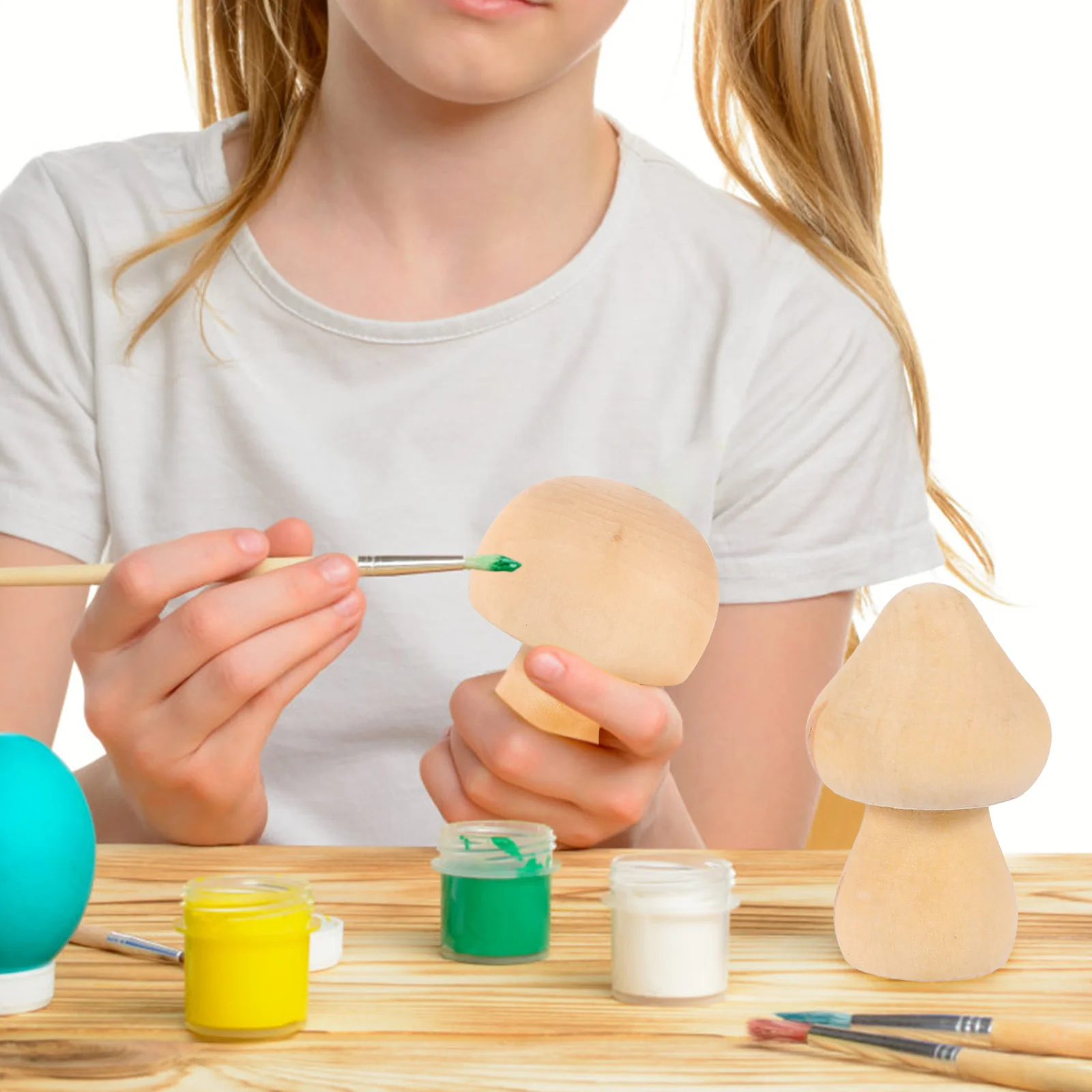 

Natural Wooden Mushroom DIY Craft for Kids Unfinished Wood Painting Toy Set Creative Childrens Art Activity