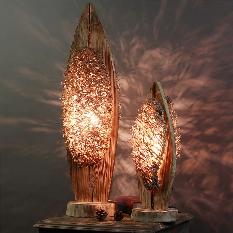 

Professional handmade log craft floor lamp pastoral warm homestay hotel decorative lamps