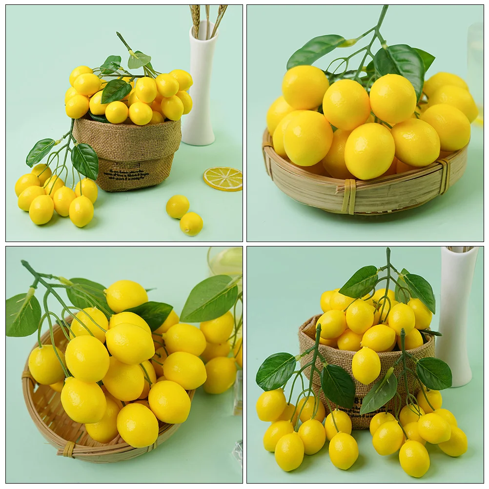 2 Strings Imitation Lemon Skewers Artificial Fruit Kitchen Decor Lemons Props Fake Foam Decorations for