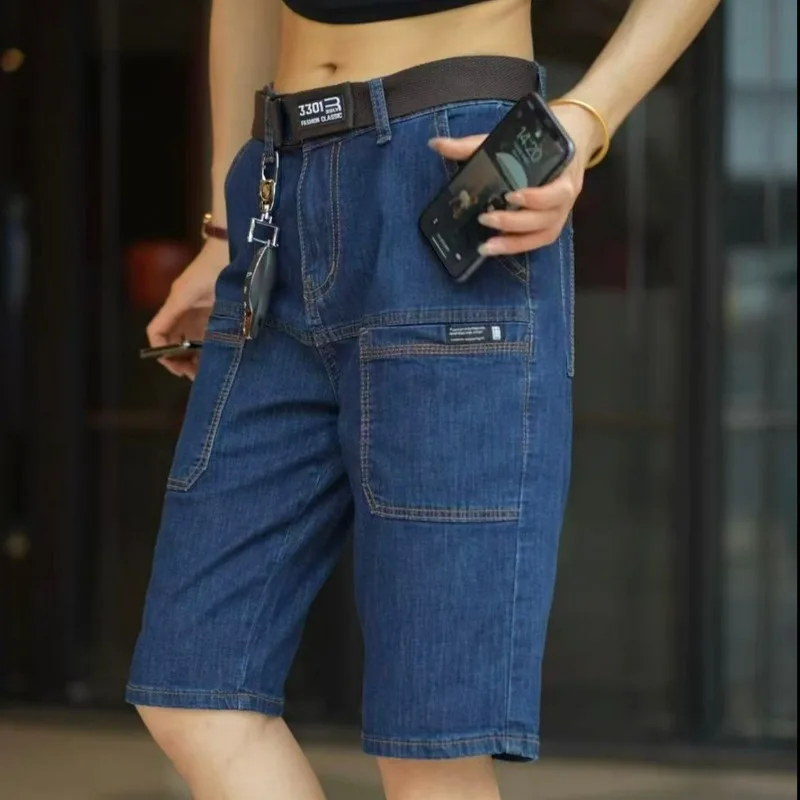 

Summer Multi-pocket Work Casual Pants Large Size Sports Cargo Pants Shorts for Man Fashion Cotton Lightweight Loose Trousers New