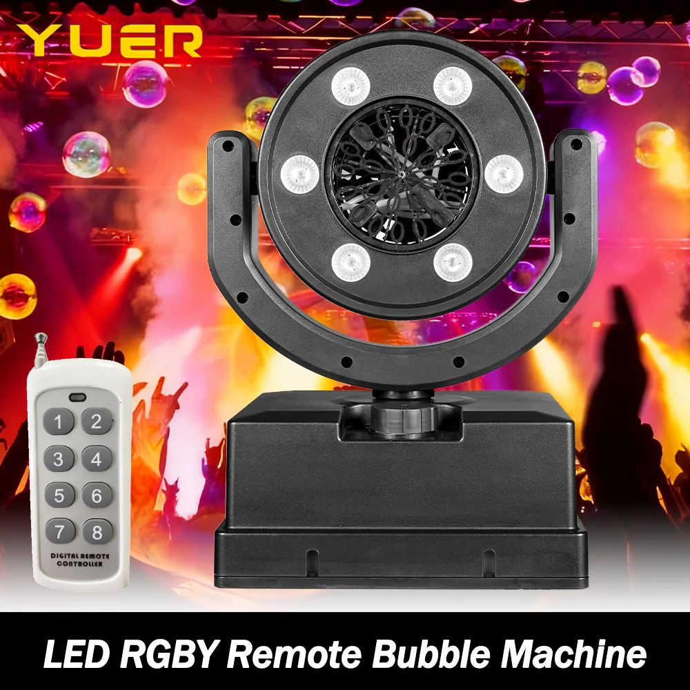

NEW LED RGBY Bubble Machine with battery DMX512 Remote control Stage effect Machine For DJ Disco Party Wedding concert nightclub