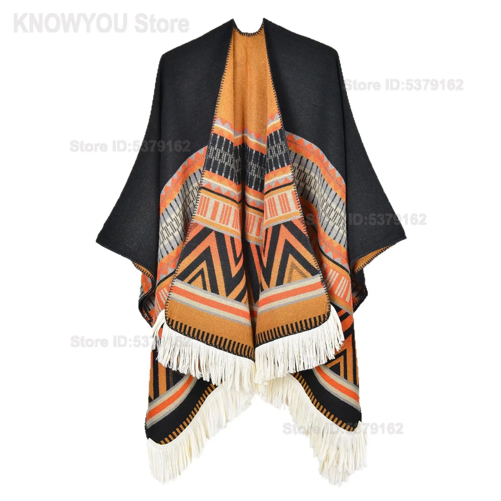 Women Imitation Lamb Wool Thickened Ethnic Style Large Shawl Bright Color for Inner Mongolia Grassland Travel Photo Shooting