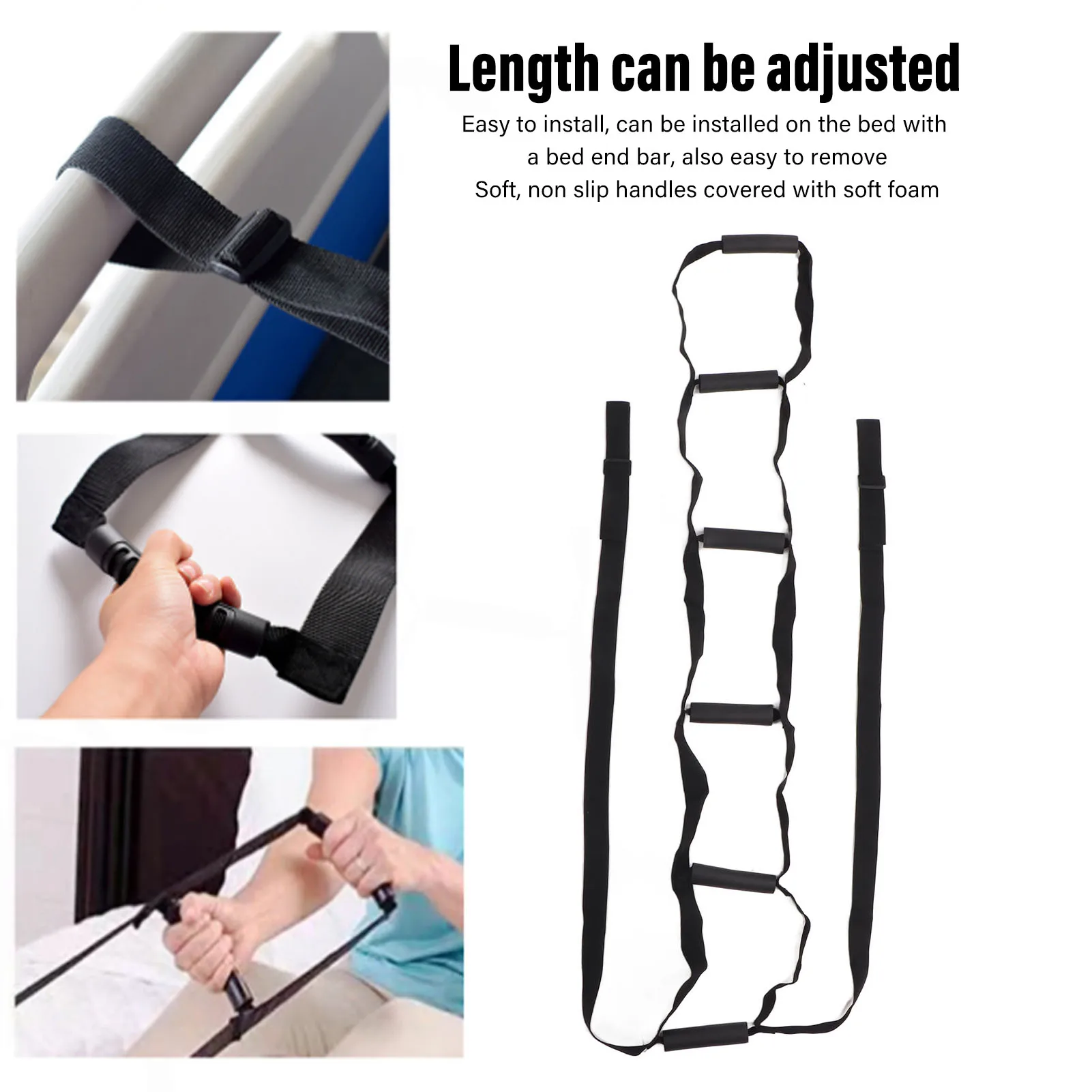 6 Handles Bed Ladder Assist Strap Bed Adjusting Length Sit Up Helper for Patients Elder Hospital Bed Ladder Assist Sit Up Helper