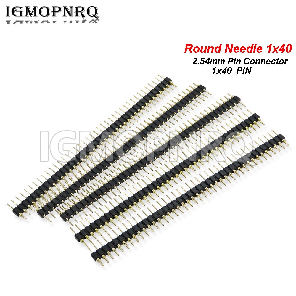 5PCS 2.54mm round pin 40P pin header Single row 40 pin connector pin header 1x40 connector 40Pin male pin header